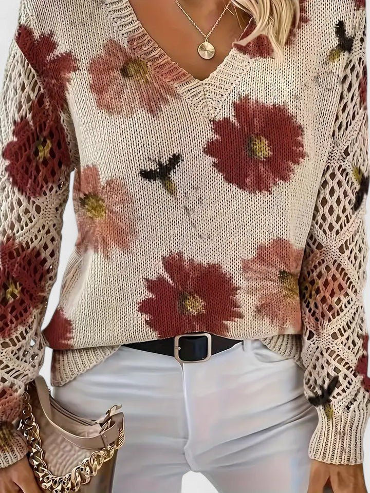 Maglione elegante con motivo floreale