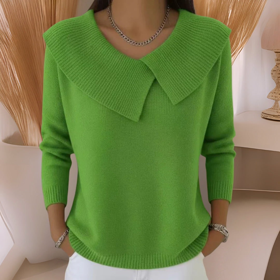 Maglione tricot con collo morbido verde chiaro