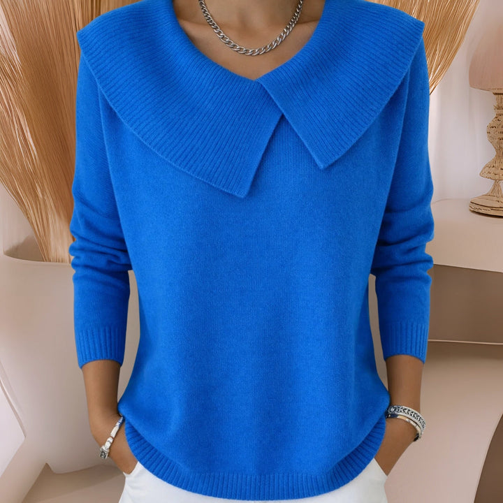 Maglione tricot con collo morbido blu
