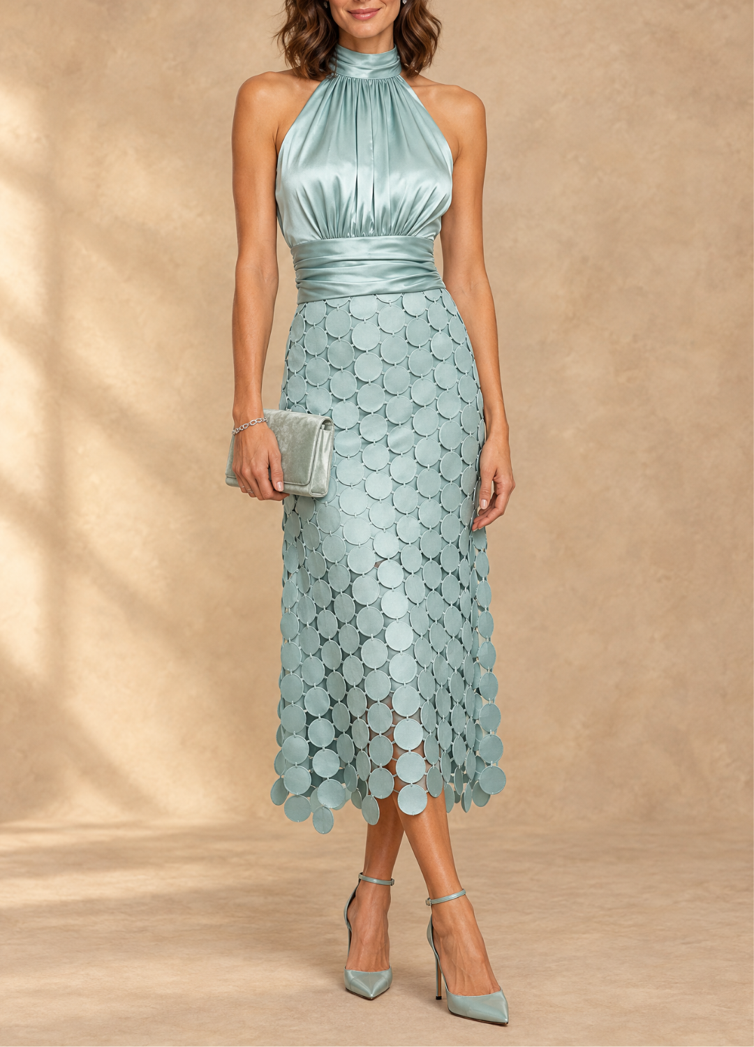 Romilly | Vestito Midi con Scollo all'Americana e Applicazioni a Dischi