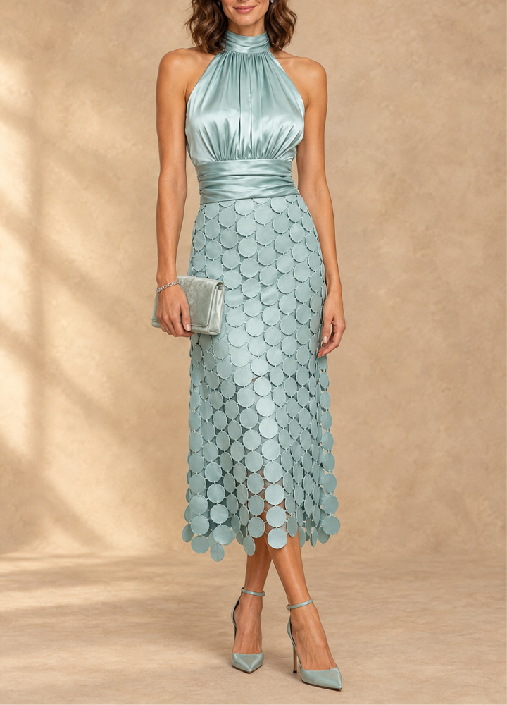 Romilly | Vestito Midi con Scollo all'Americana e Applicazioni a Dischi