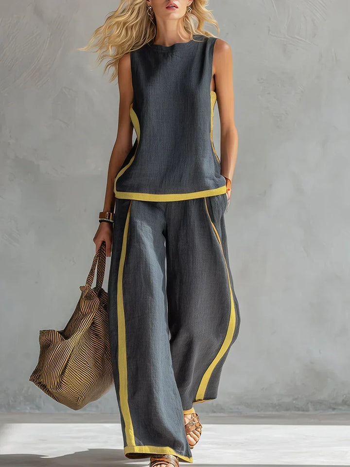 Ursula | Completo Gilet e Pantaloni Chic-Casual con Finiture Bicolore
