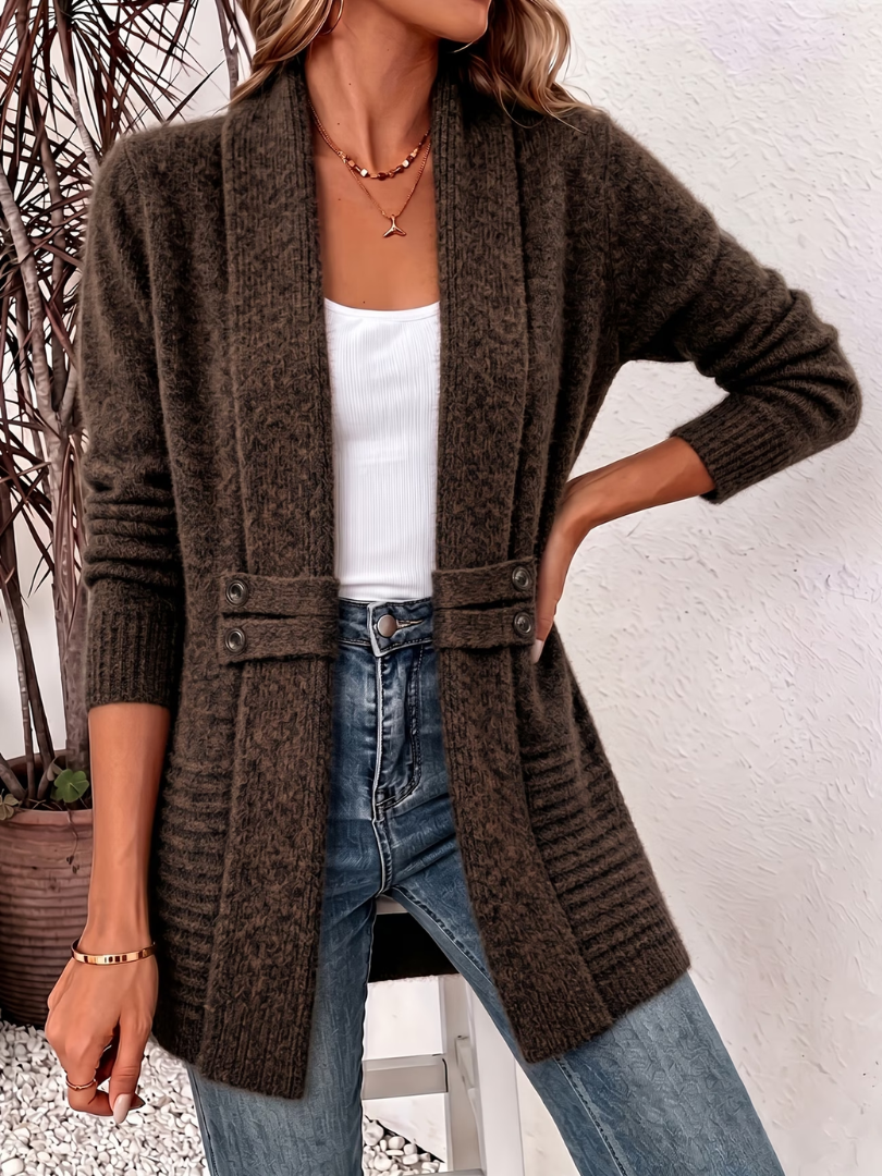 Vittoria - Cardigan Estivo in Maglia Morbida - Marrone