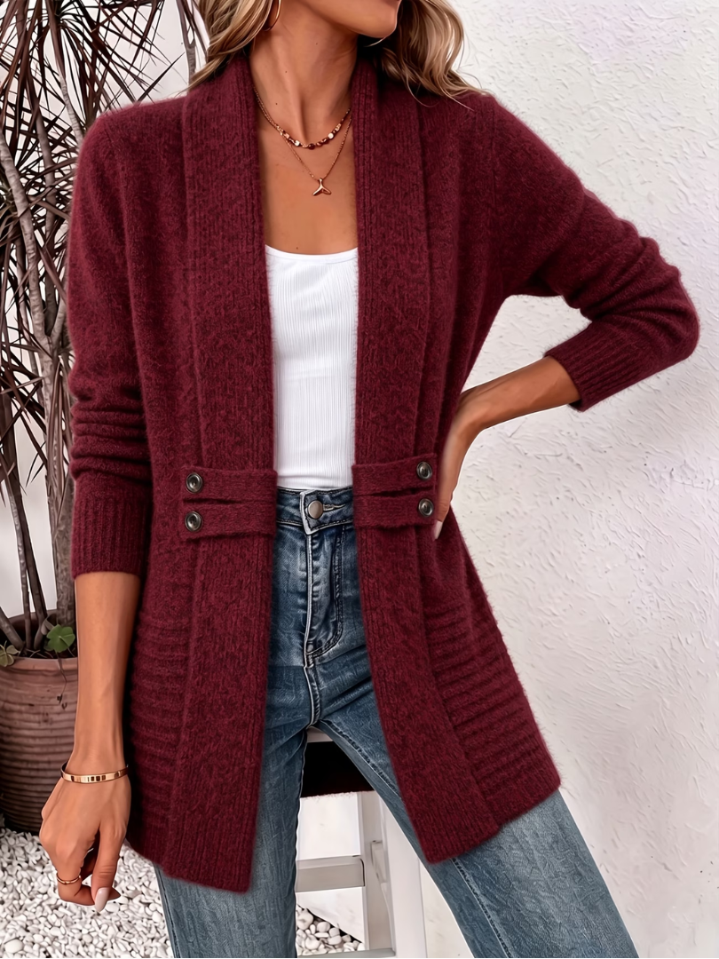 Vittoria - Cardigan Estivo in Maglia Morbida - Bordeaux