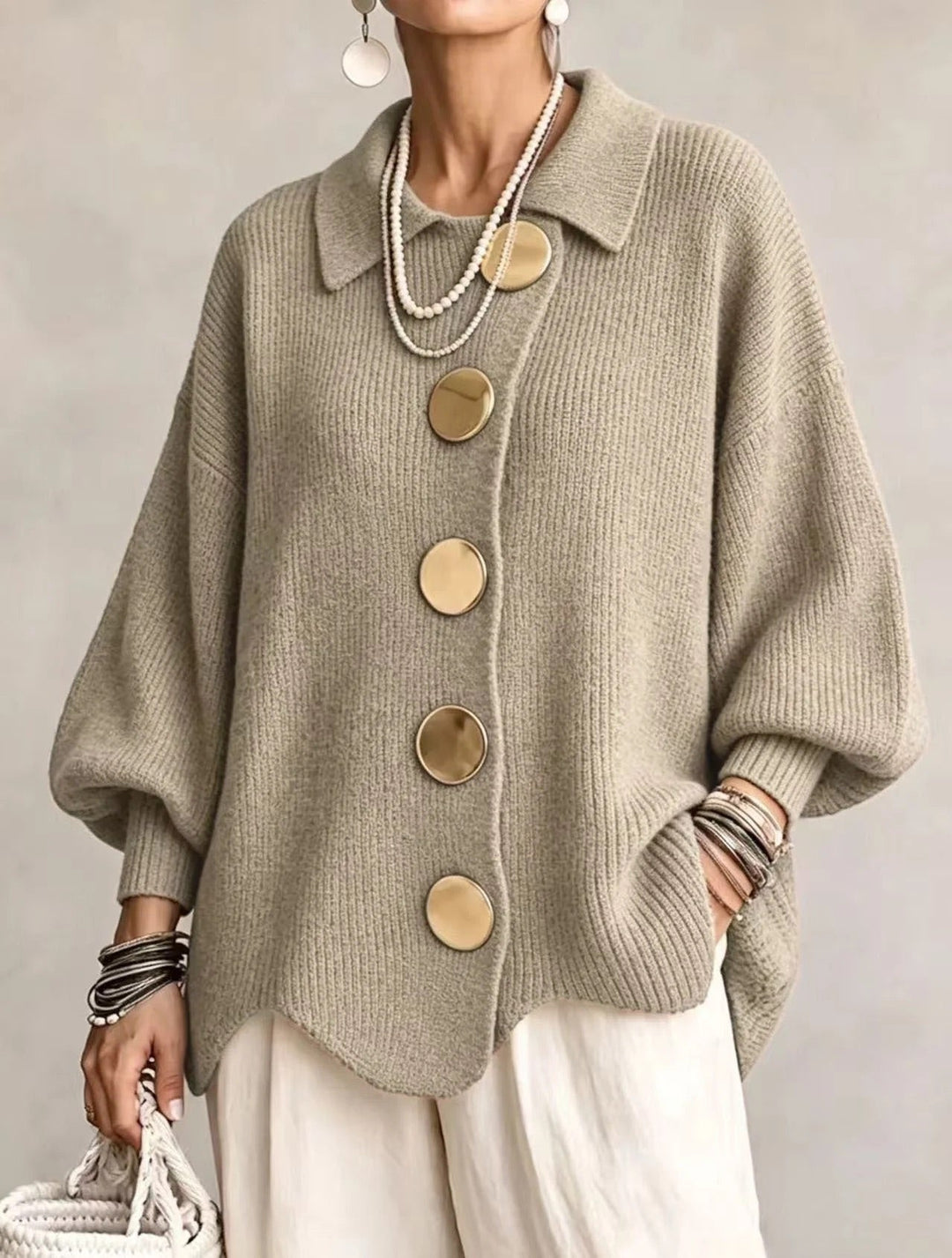Karina | Cardigan Oversize con Colletto e Bottoni