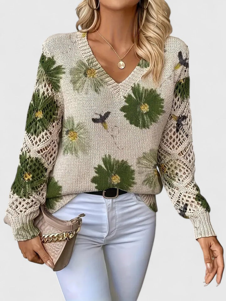 Maglione elegante con motivo floreale