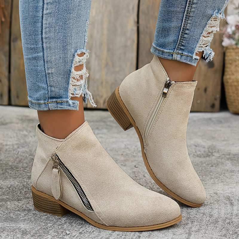 Federica | Stivaletti Scamosciati Eleganti - Beige