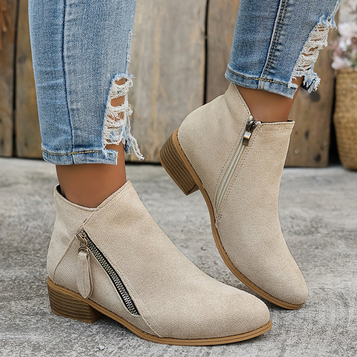 Federica | Stivaletti Scamosciati Eleganti - Beige