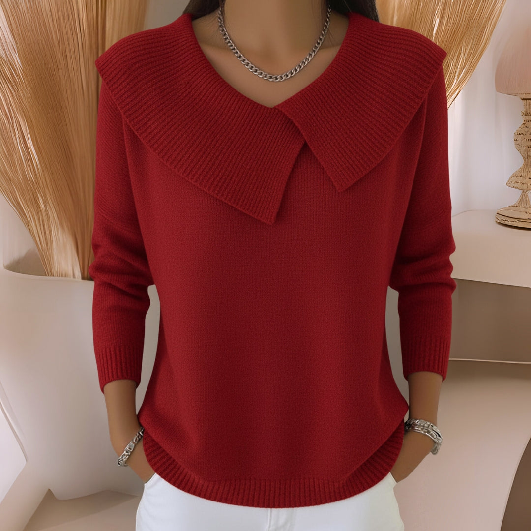 Maglione tricot con collo morbido rosso