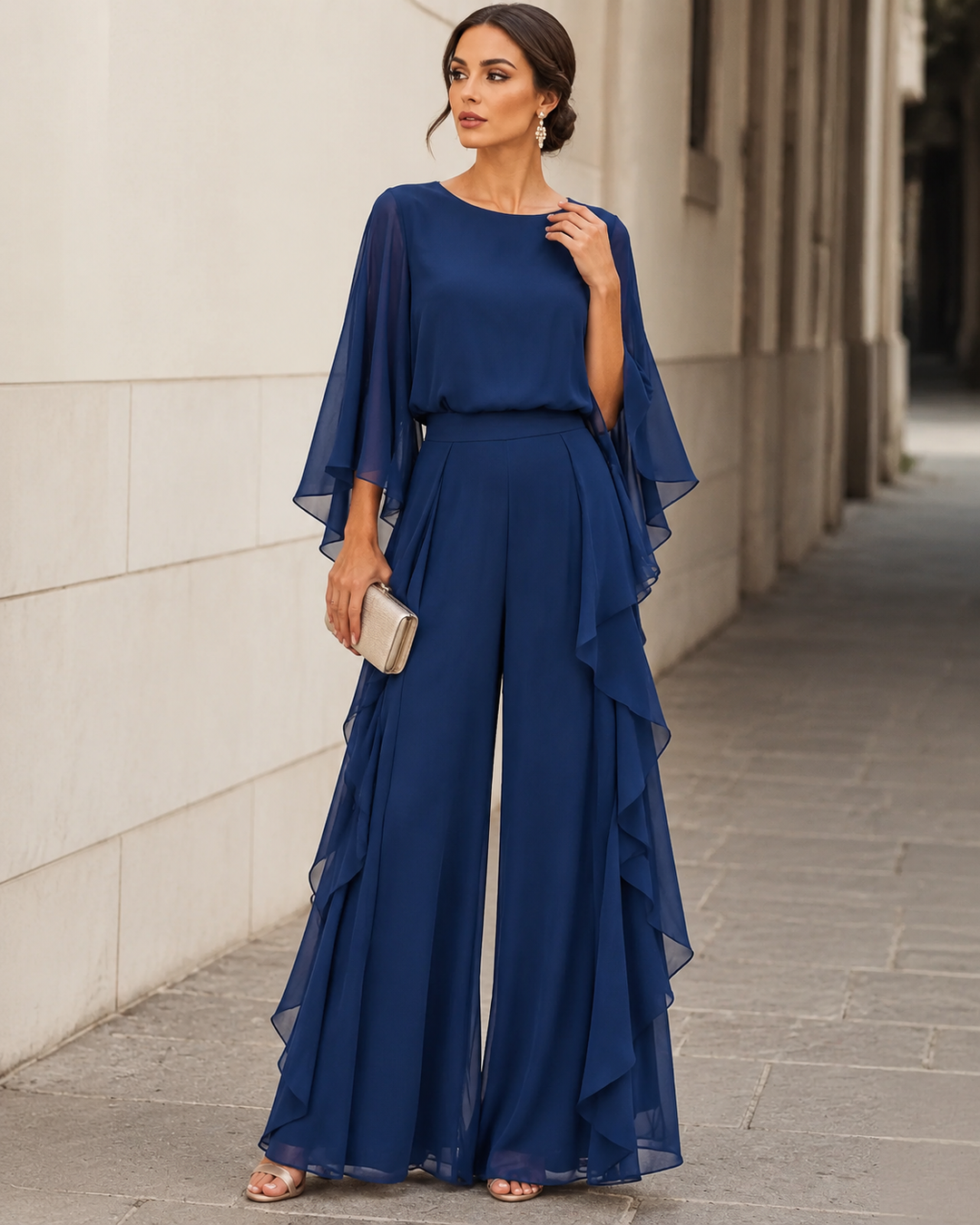 Lenorah | Completo Due Pezzi con Maniche a Mantella e Gonna a Balze