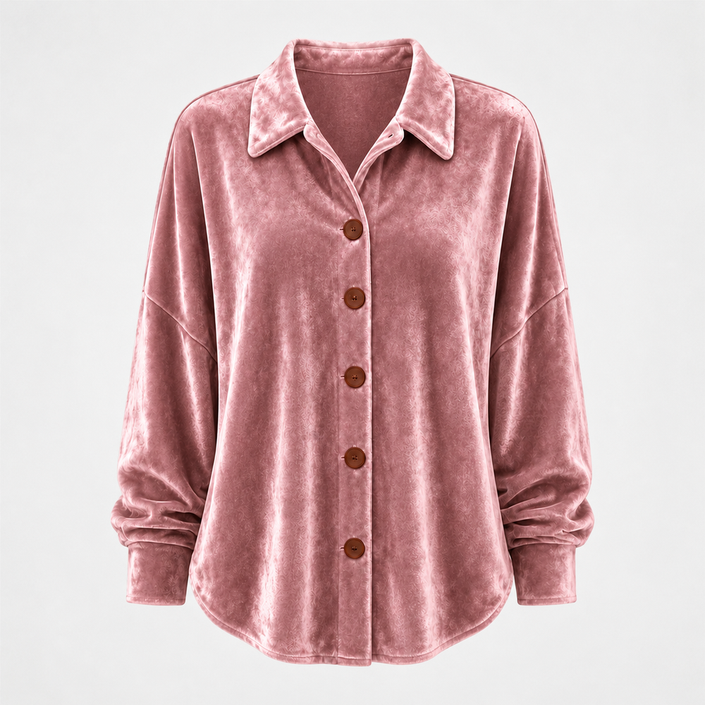 Loretta - Camicia in velluto con bottoni, Rosa