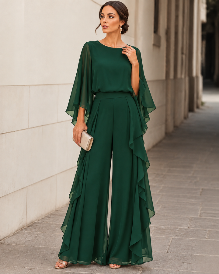Lenorah | Completo Due Pezzi con Maniche a Mantella e Gonna a Balze