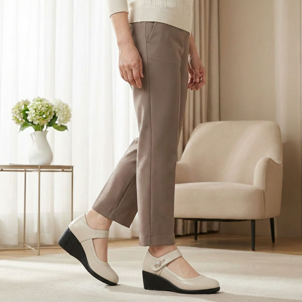 Scarpe con tacco comfort beige dettaglio