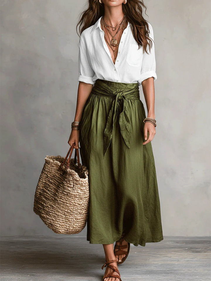 Camilla | Completo Midi Con Vita Annodata - Bianco