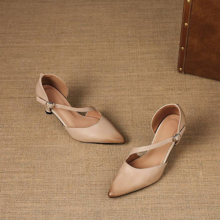 Avena | Scarpe con Tacco e Cinturini Incrociati in Vera Pelle