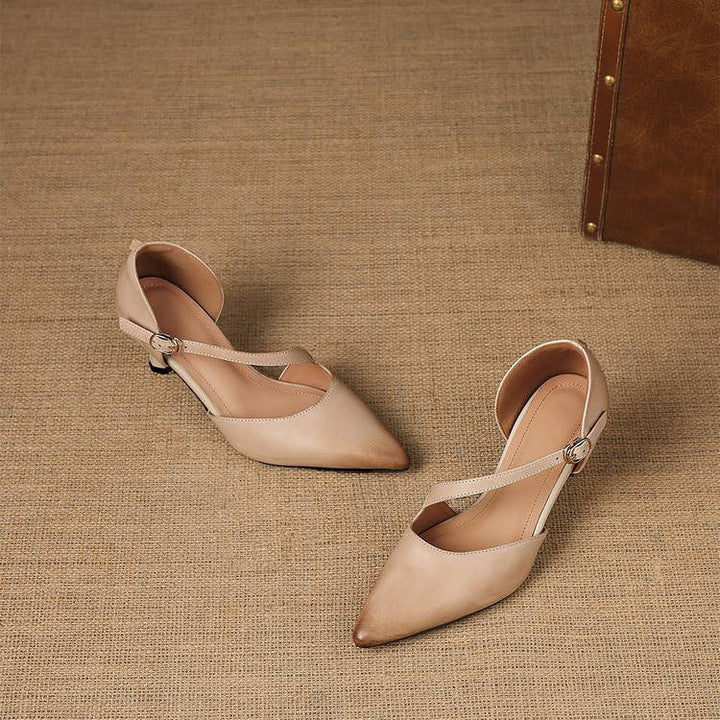 Avena | Scarpe con Tacco e Cinturini Incrociati in Vera Pelle