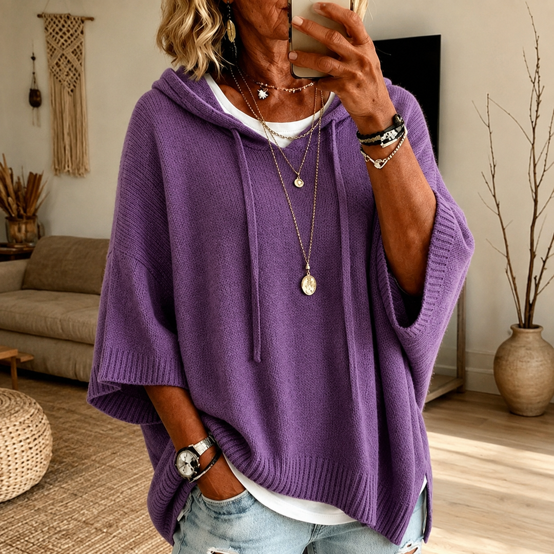 Elodie | Maglione Poncho Viola