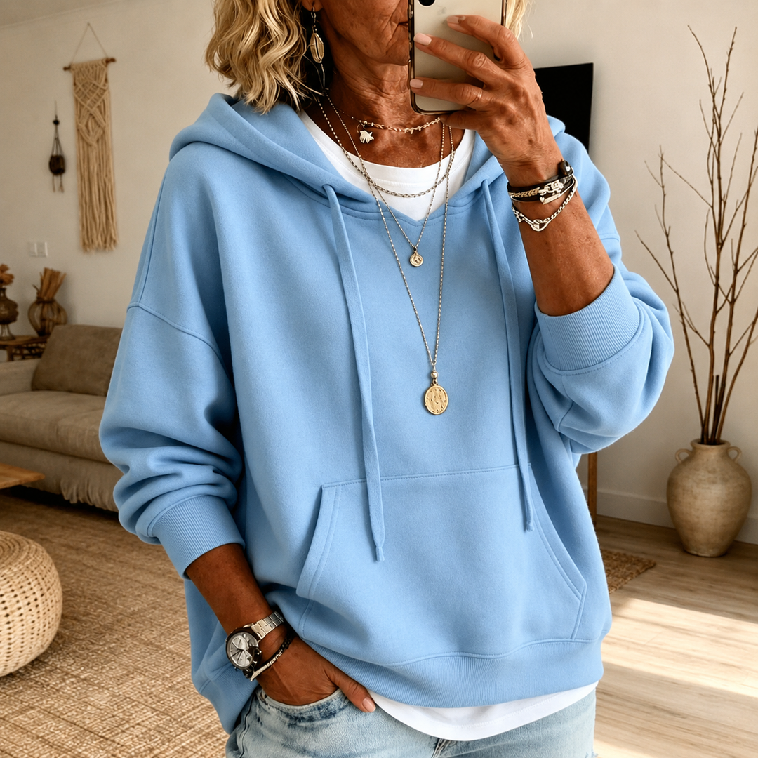 Ines | Felpa con Cappuccio Azzurro Cielo