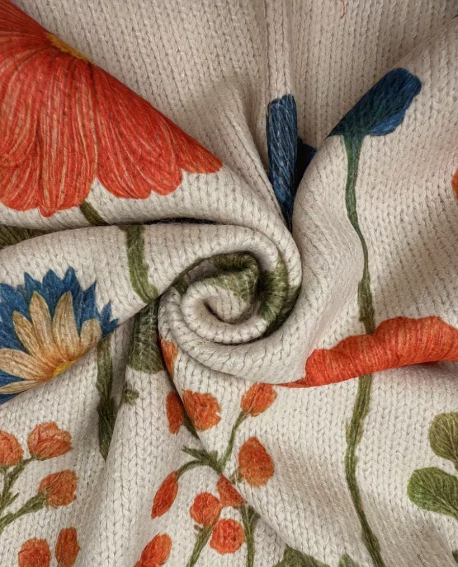 Ilaria - Cardigan con Zip Motivo Prato Fiorito - dettaglio