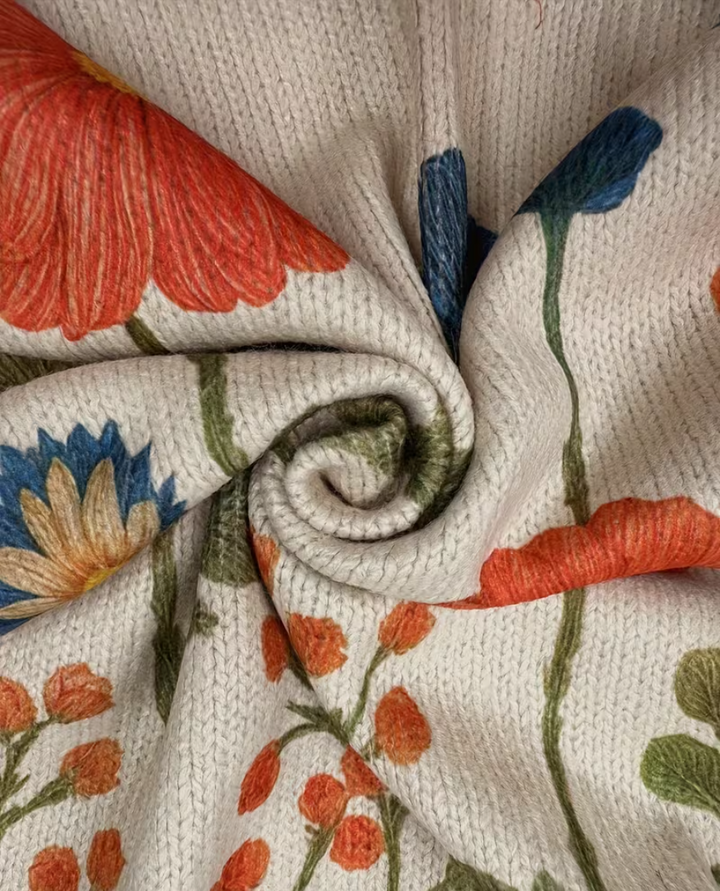Ilaria - Cardigan con Zip Motivo Prato Fiorito - dettaglio