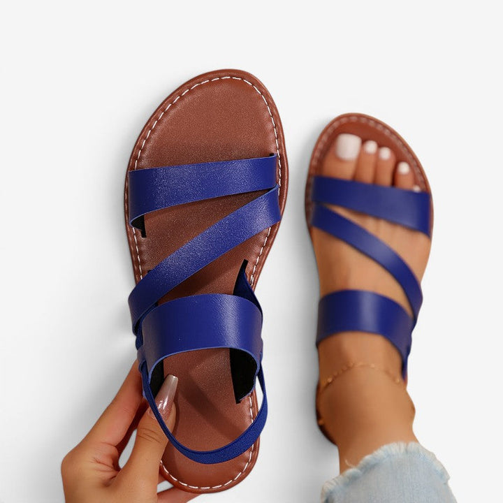 Sandali piatti con cinturino convertibile blu