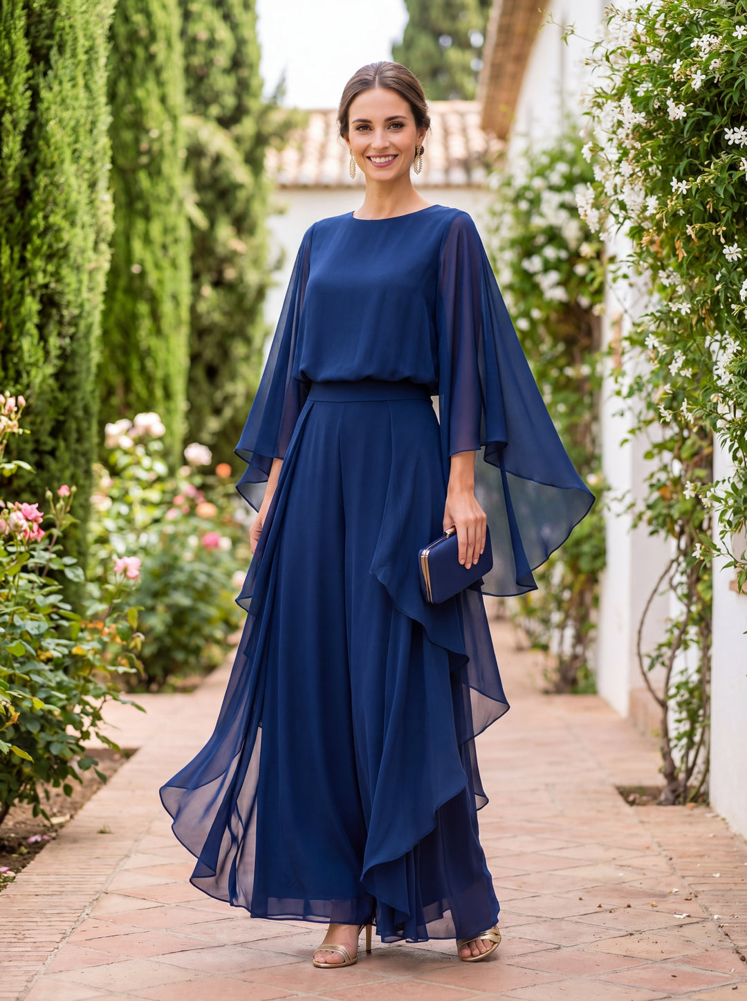 Lenorah | Completo Due Pezzi con Maniche a Mantella e Gonna a Balze