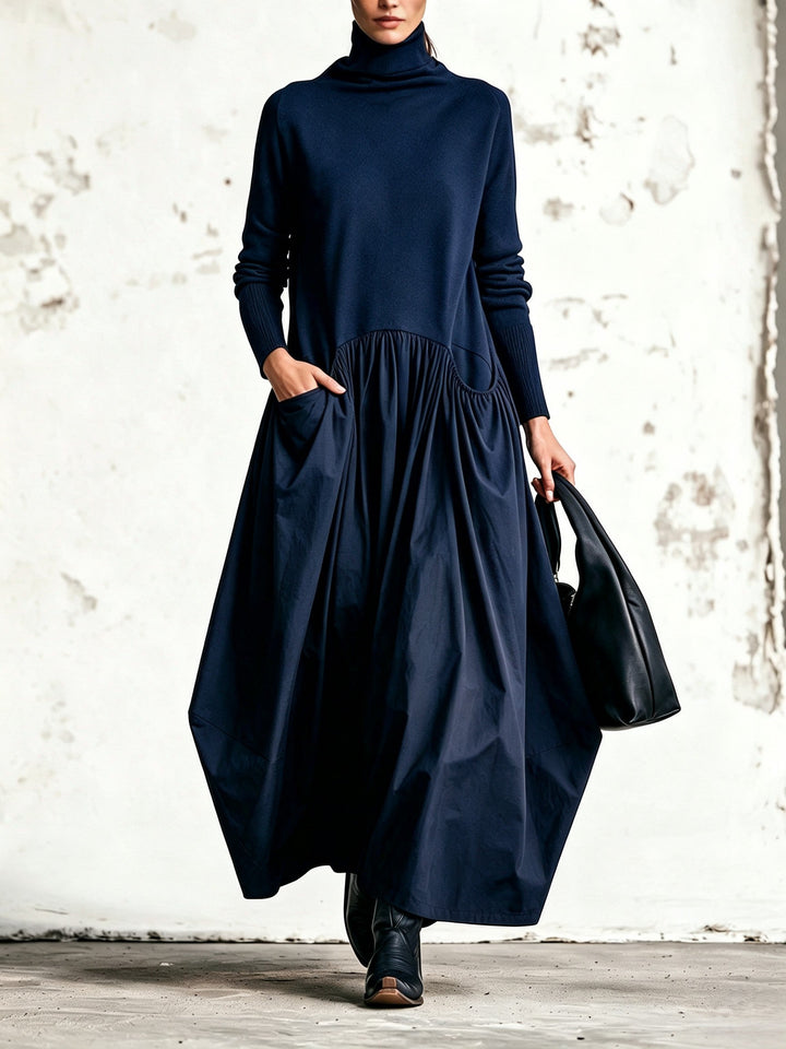 Odette | Vestito Lungo Oversize a Collo Alto