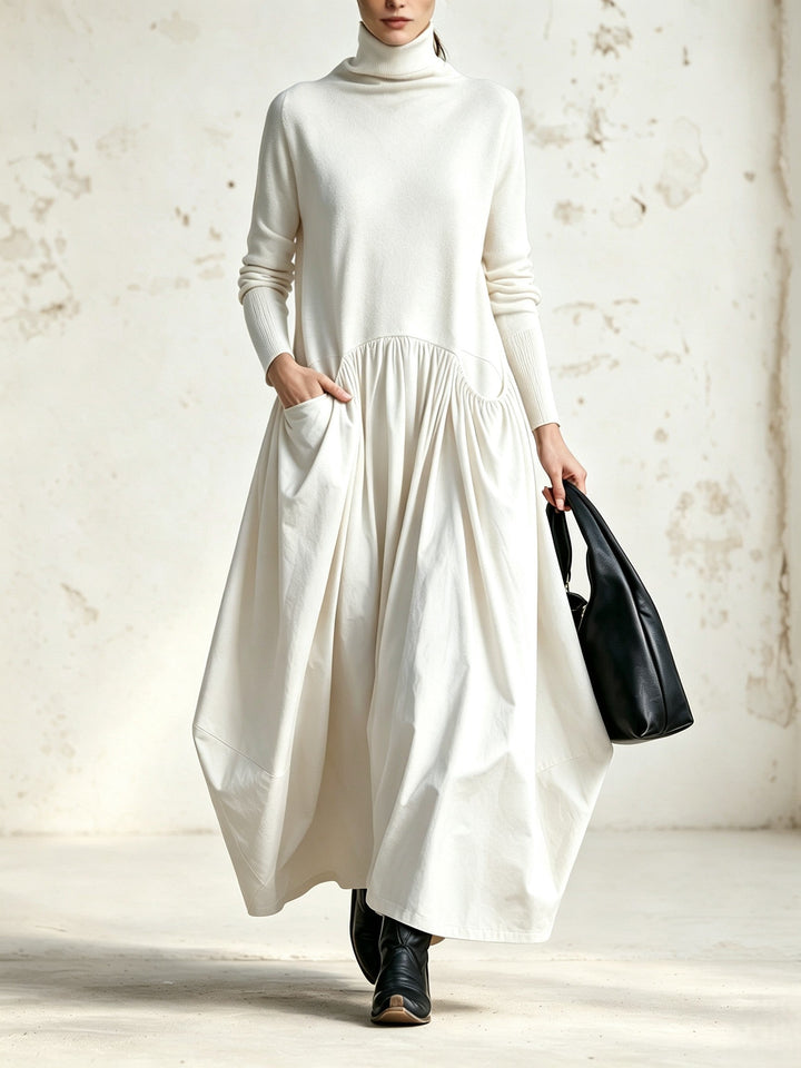 Odette | Vestito Lungo Oversize a Collo Alto