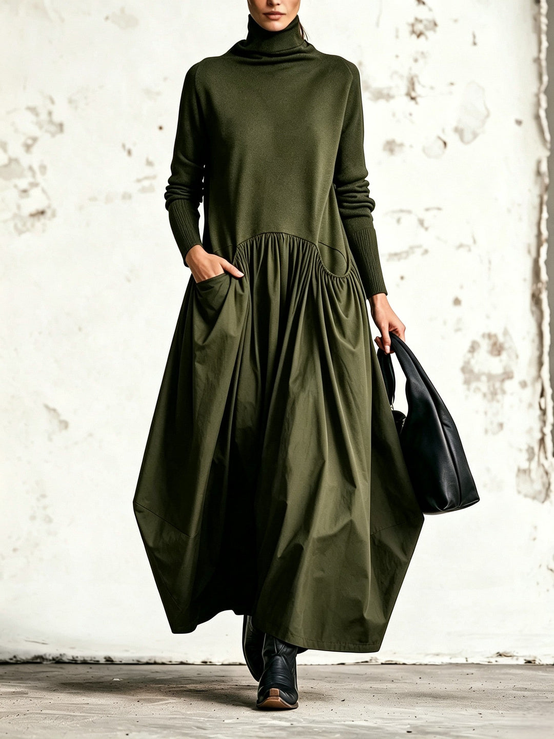 Odette | Vestito Lungo Oversize a Collo Alto