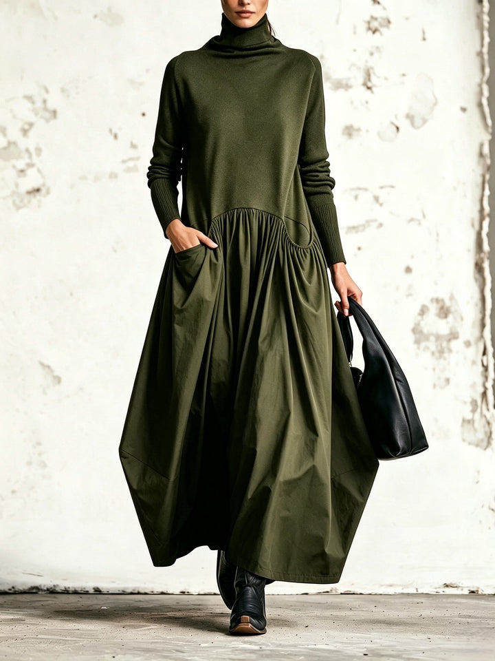 Odette | Vestito Lungo Oversize a Collo Alto