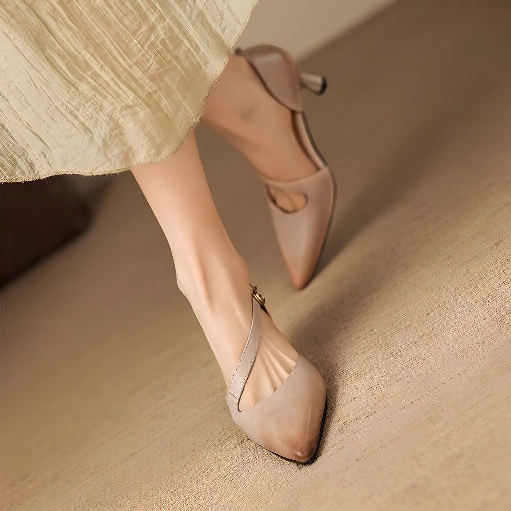 Avena | Scarpe con Tacco e Cinturini Incrociati in Vera Pelle