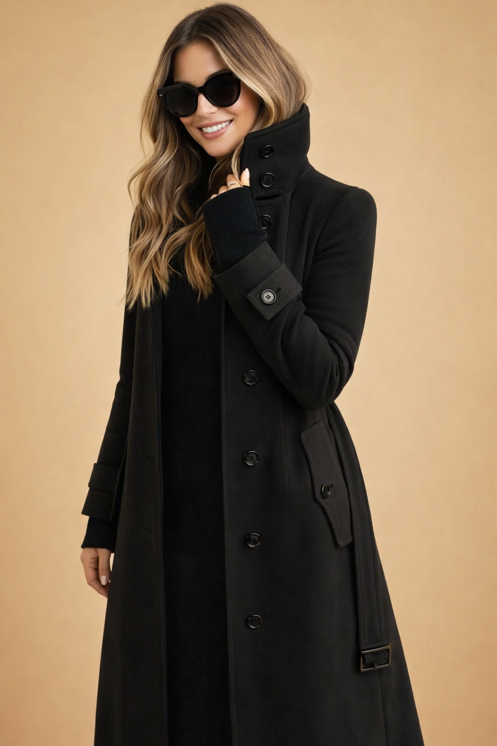 Amelia | Cappotto Invernale Doppiopetto da Donna con Collo alla Coreana