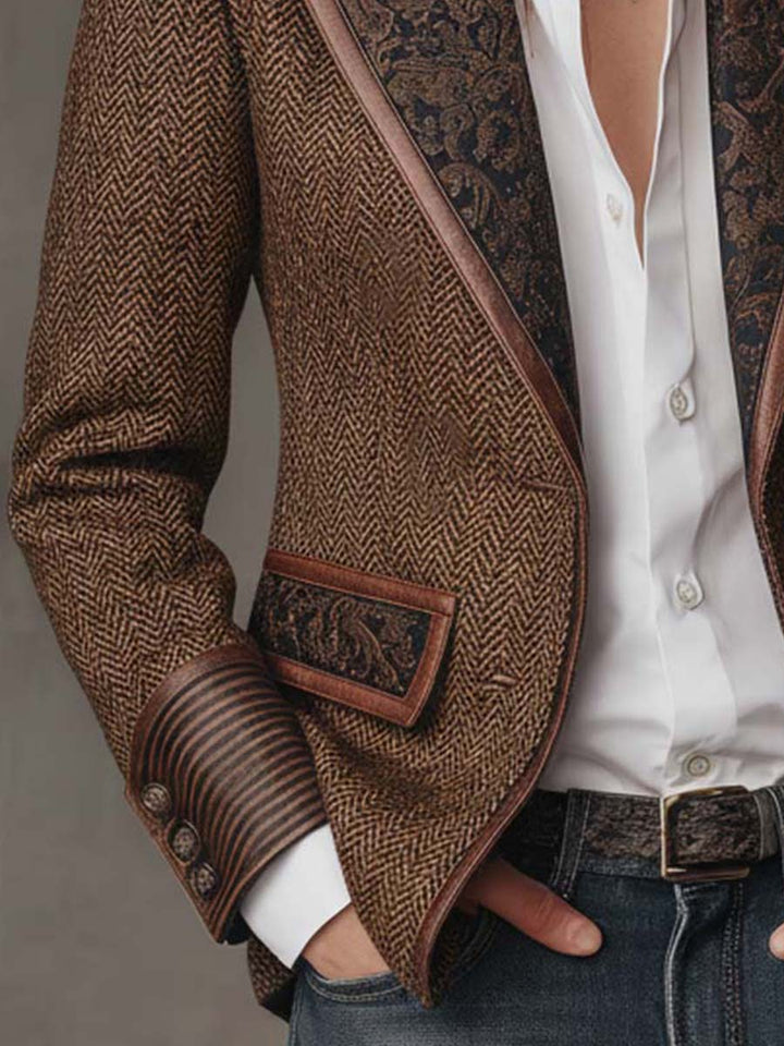 Blazer da Donna a Spina di Pesce con Pannelli Stampati