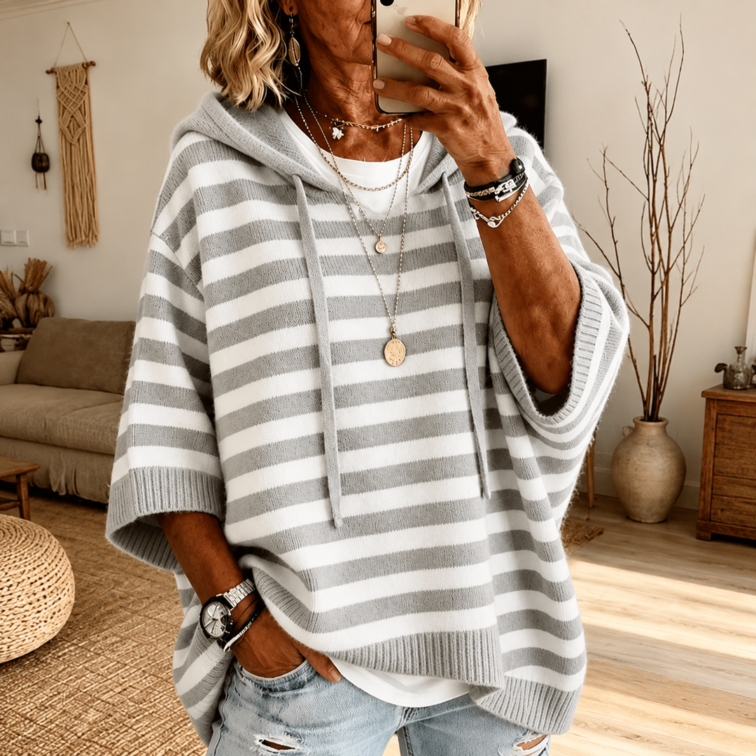 Celine | Maglione Poncho Grigio a Righe