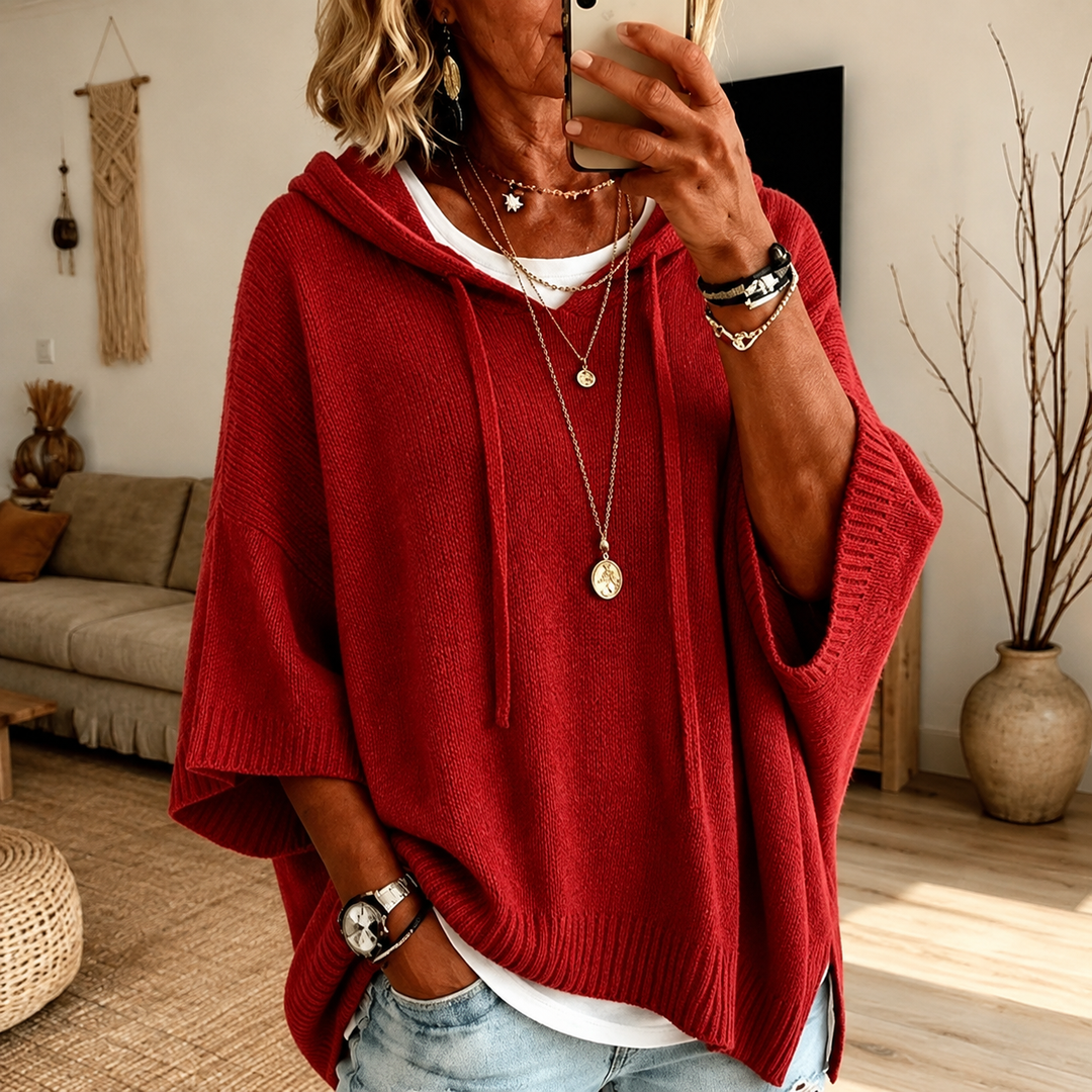 Claire | Maglione Poncho Rosso