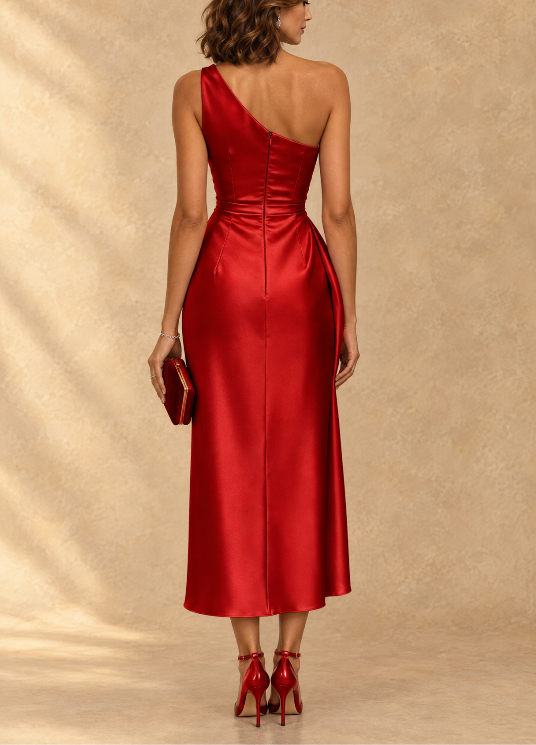 Diane | Vestito Midi Monospalla Arricciato