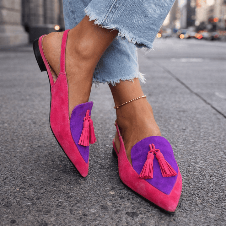 Elena | Sandali Con Cinturini E Frange - Rosa e viola