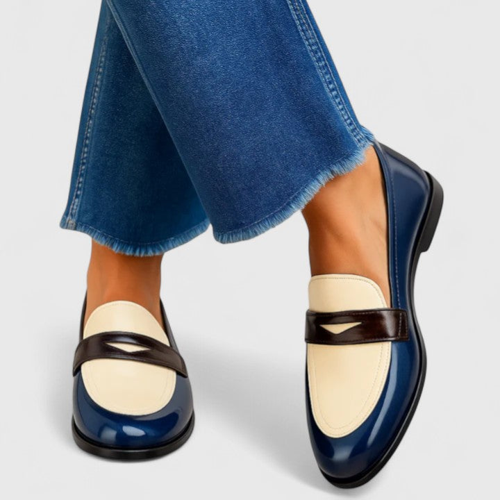 Francesca | Mocassini Eleganti - Blu navy con crema