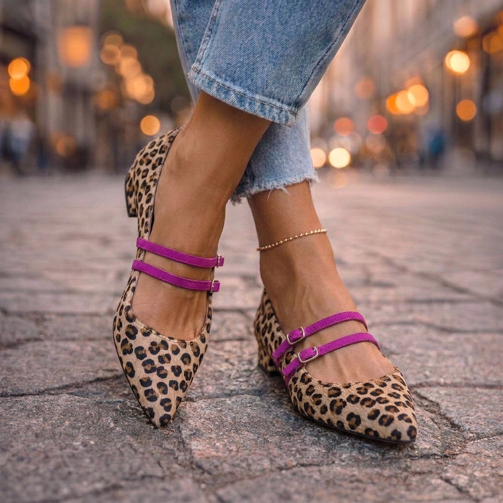 Celeste | Ballerine A Punta Con Doppia Fibbia