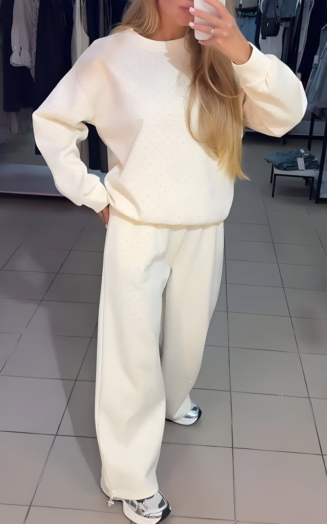 Completo Due Pezzi con Strass - Bianco