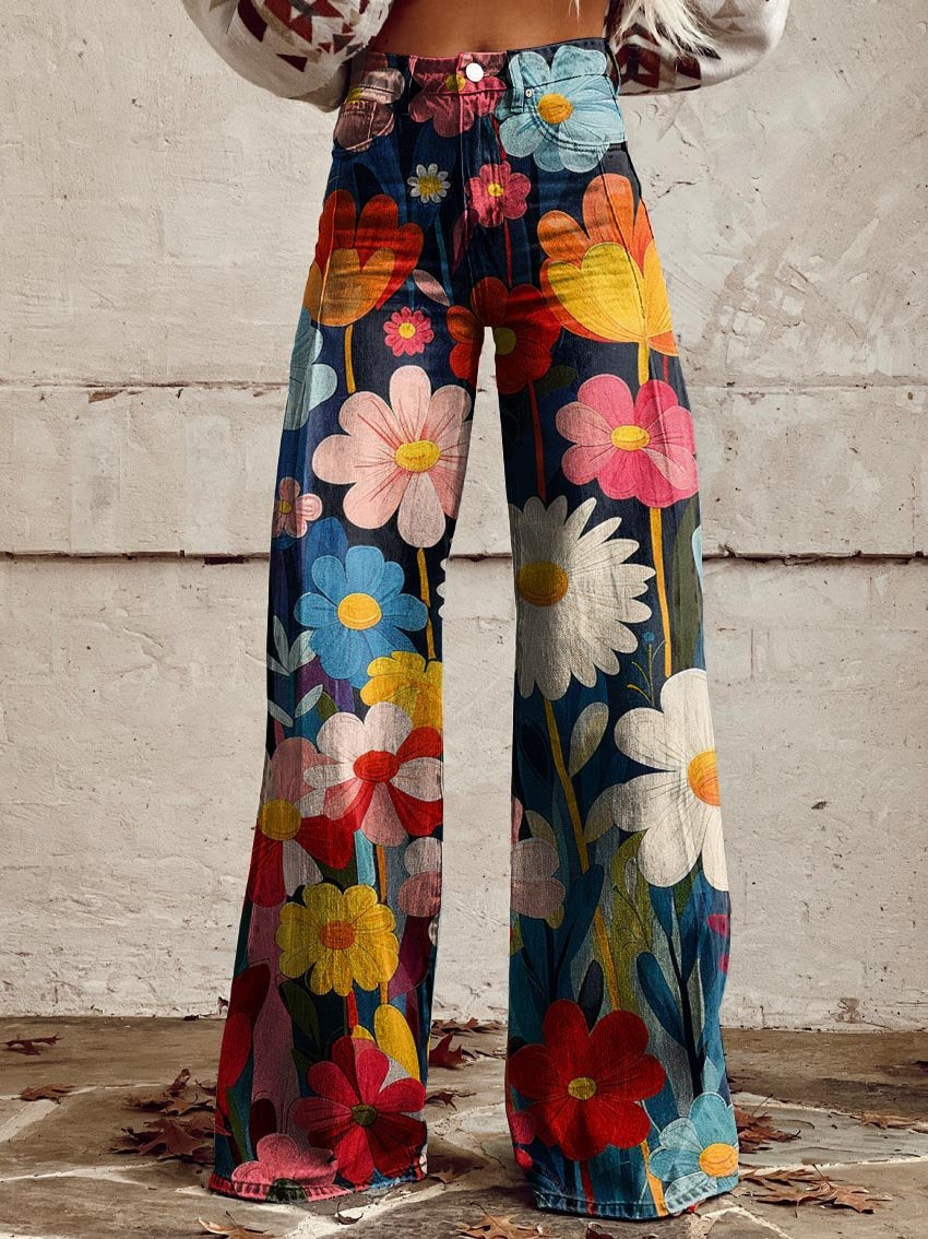 Léna | Pantaloni Larghi A Fiori