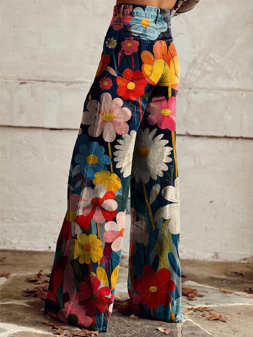 Léna | Pantaloni Larghi A Fiori