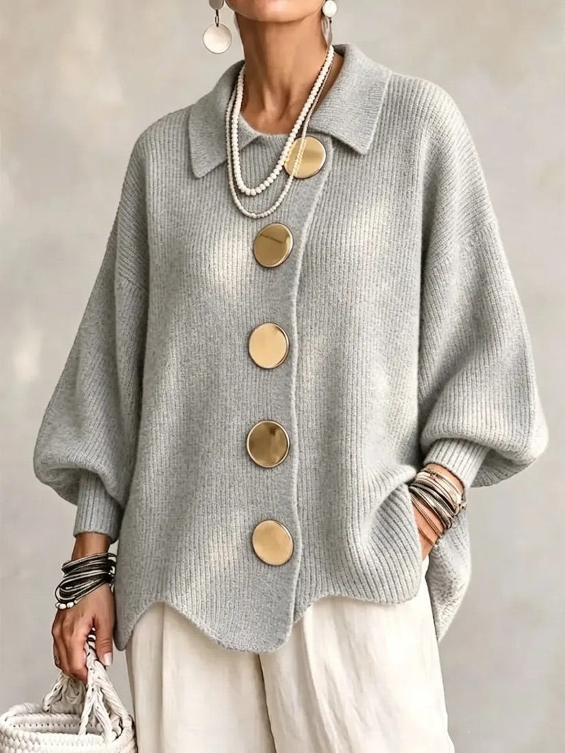 Karina | Cardigan Oversize con Colletto e Bottoni