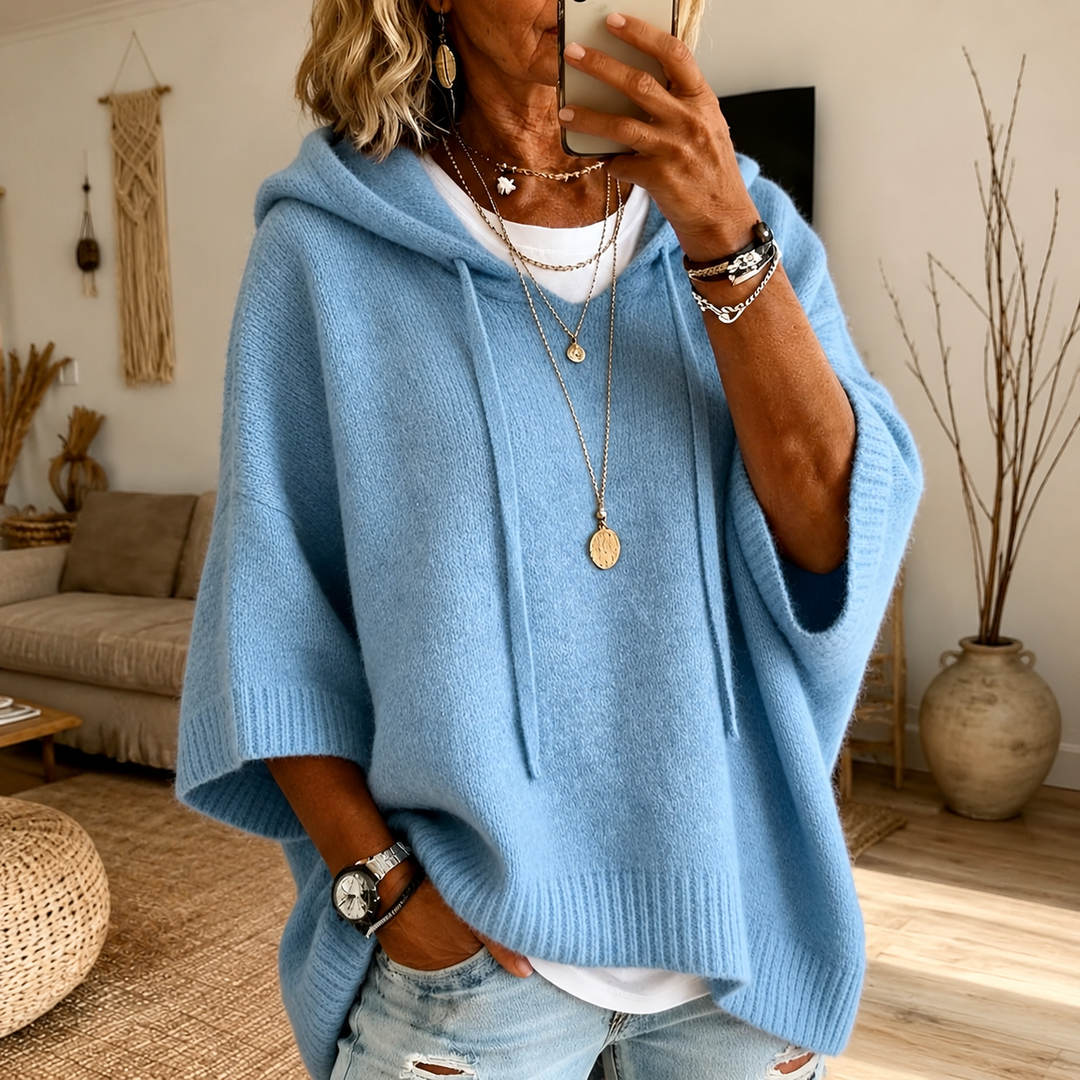 Lea | Maglione Poncho Azzurro Cielo
