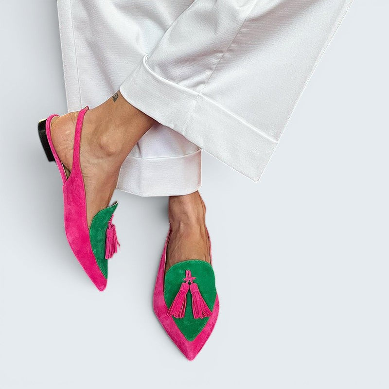 Loredana | Ballerine Con Frange E Cinturino Alla Caviglia - Verde