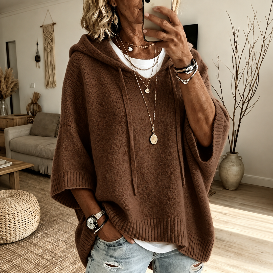 Louise | Maglione Poncho Marrone