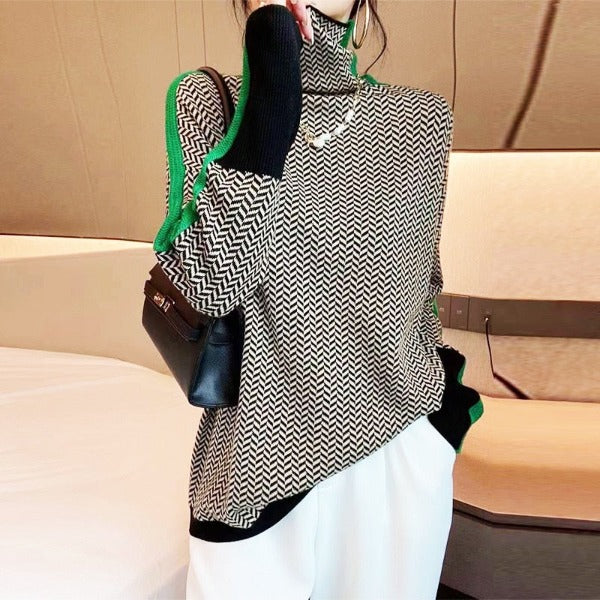 Elena | Maglione a Righe - Verde 6