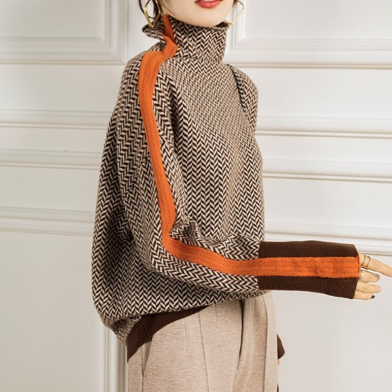 Elena | Maglione a Righe - Arancione 1