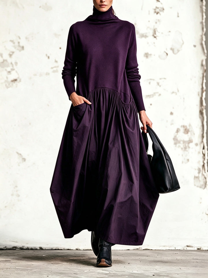 Odette | Vestito Lungo Oversize a Collo Alto