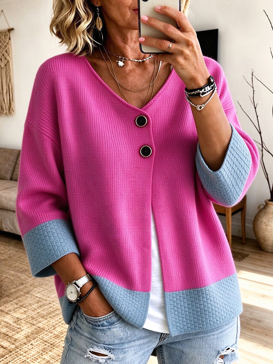 Jennifer | Cardigan in Maglia a Blocchi di Colore
